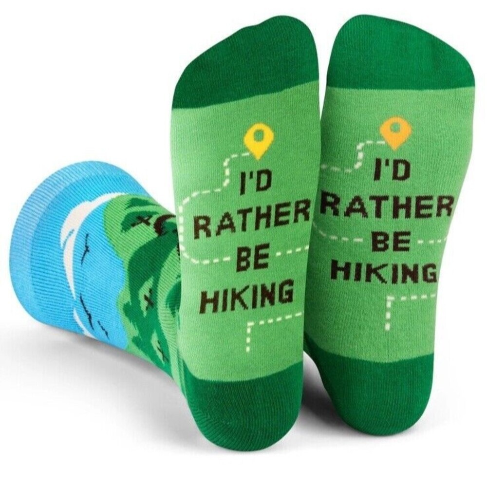 Lavley I'D RATHER BE HIKING SOCKS Green One Size